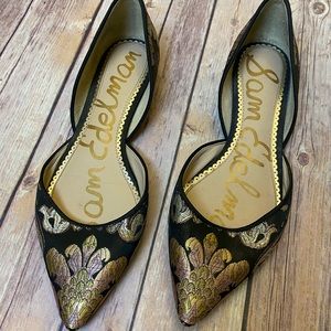 SAM EDELMAN Black Floral Flats Size 7